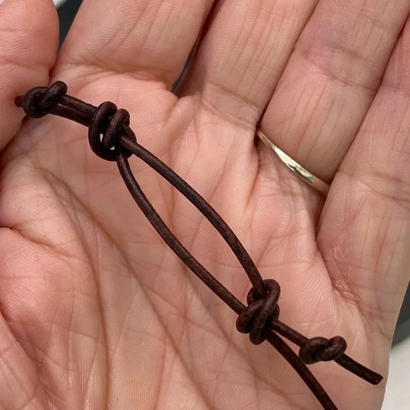 Handmade Rhodonite Obelisk Pendant Leather Slider Necklace - Picture 3 of 4